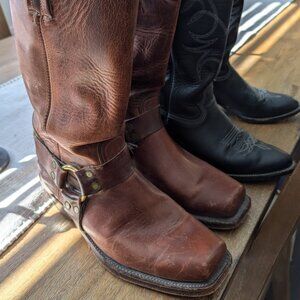 Frye Men's Square-toe Motorcycle Harness Boots - Brown Leather